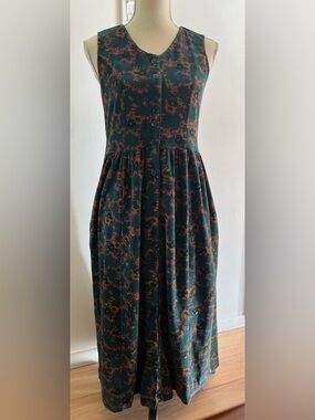 April Cornell Vintage Floral Velour Button Front MIDI Dress SMALL